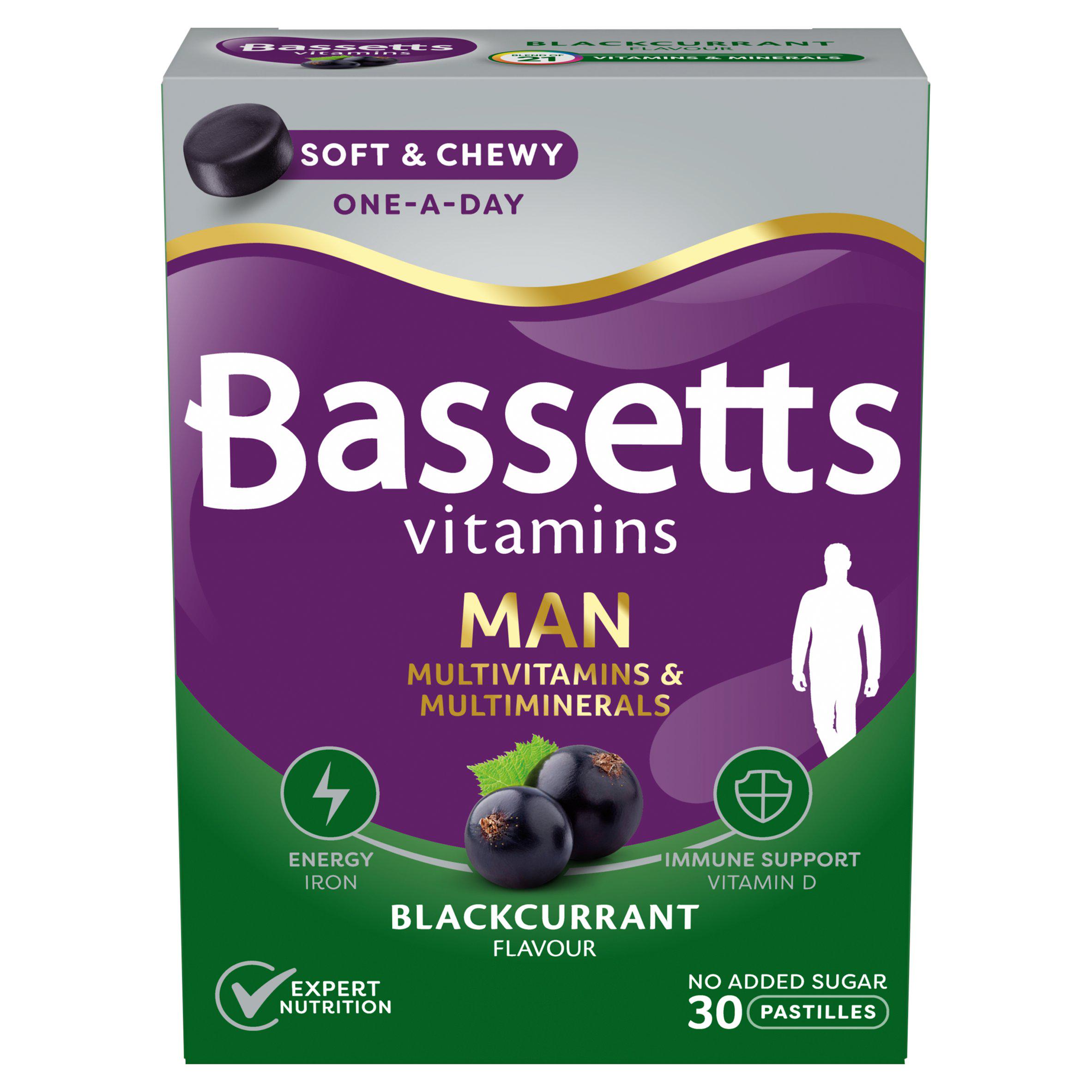 Bassetts Men Multivitamin & Multimineral Pastilles Blackcurrant 30 Pack
