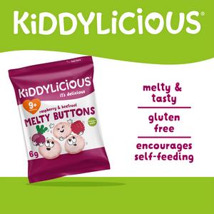 Kiddylicious Raspberry & Beetroot Melty Buttons 9+ Months 6g - gallery image 2