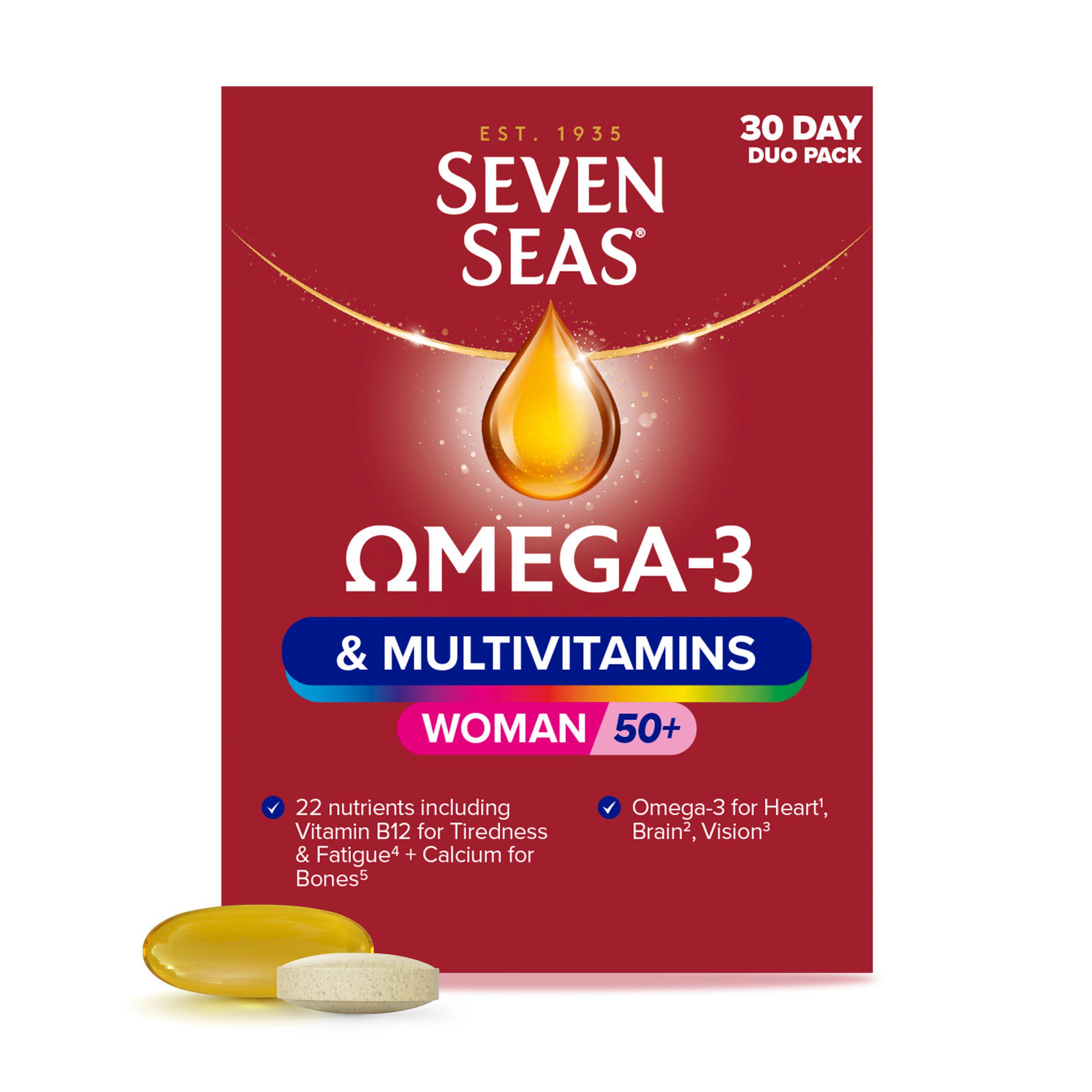 Seven Seas Omega 3 & Multivitamins Woman 50+ Women's Health Supplement 30 Day Duo