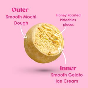 Little Moons Honey Roasted Pistachio Soft Mochi & Gelato Ice Cream 6x32g - gallery image 4