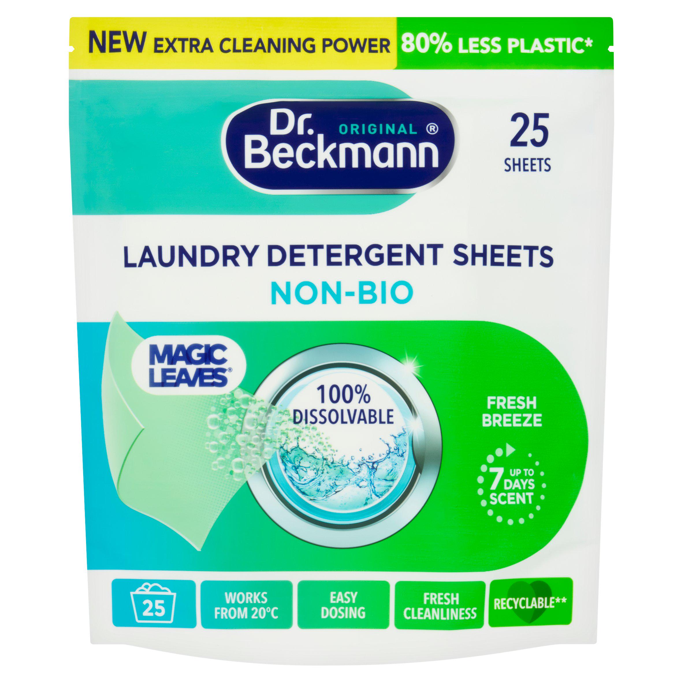 Dr. Beckmann Magic Leaves Laundry Detergent Sheets Non Bio Intense Fresh 25 Washes 100g
