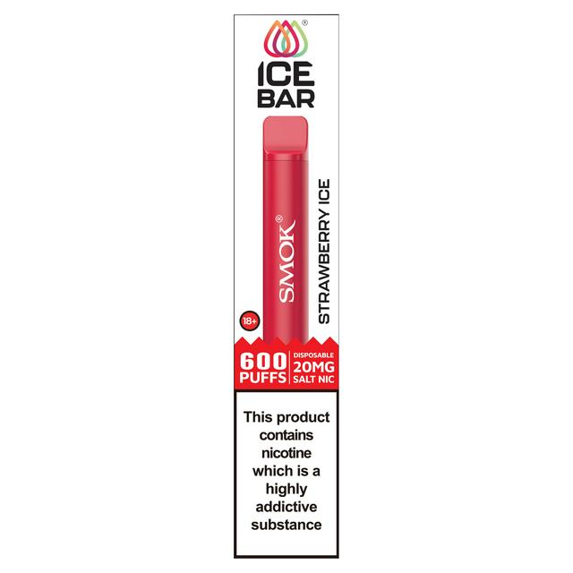 Smok Ice Bar Strawberry Ice 600 Puffs Disposable Salt Nic 20mg | Sainsbury's