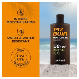 Piz Buin 200ml Moisturising Sun Lotion SPF 50+ Sun Cream - gallery image 3