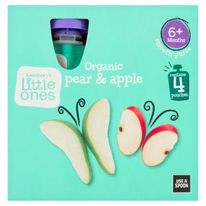 Sainsbury's Little Ones Organic Pear & Apple 6+ Months 4x70g