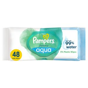 Pampers Harmonie Aqua Baby Wipes Plastic Baby Wet Wipes Free 1 Pack, x48