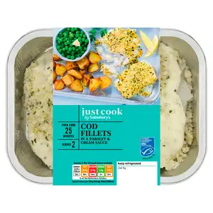 Sainsbury's MSC Ready to Cook Cod Fillets in Parsley Sauce x2 380g