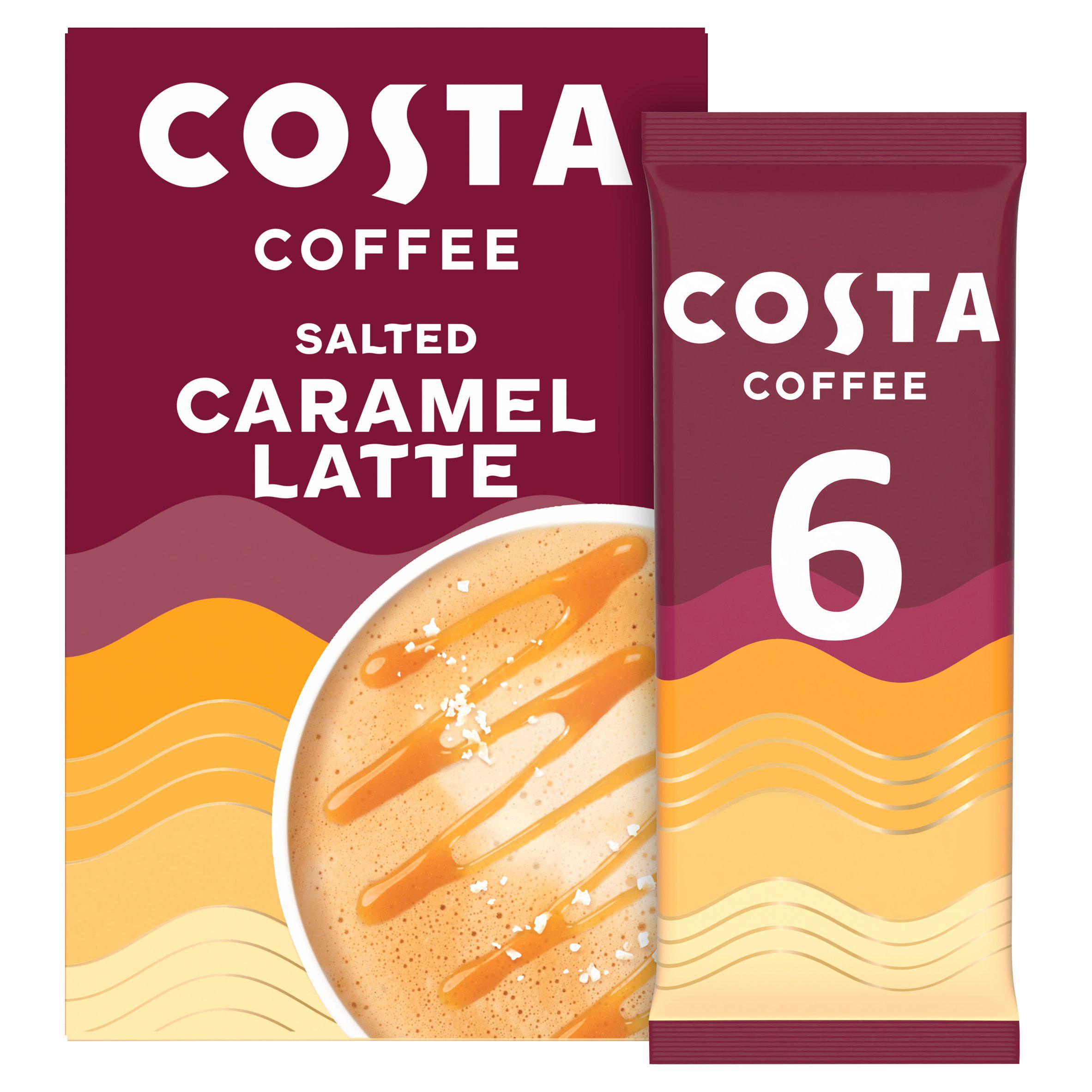 Costa Coffee Salted Caramel Latte Sachets Instant Coffee Beverage 6x17g