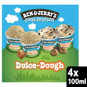 Ben & Jerry's Dulce Dough Ice Cream Tubs Mini Cup Multipack 4x100ml