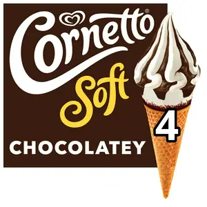 Cornetto Soft Chocolatey Ice Cream Vanilla & Chocolate Cones 4x140ml