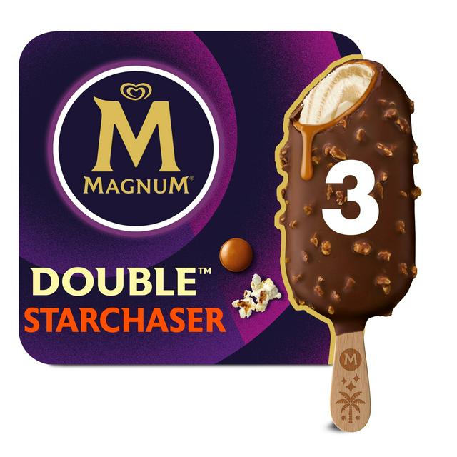 Magnum Double Starchaser Chocolate Caramel & Popcorn Ice Cream Sticks  3x85ml