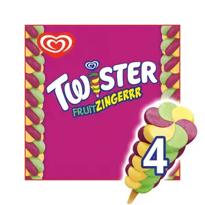 Wall's Twister Fruit Zingerrr Lemon Apple & Blueberry Flavoured Fruit Ice Lollies 4x70ml