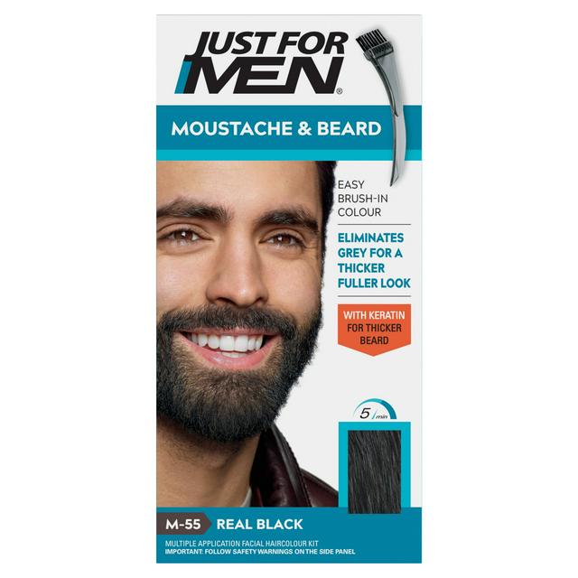 Just For Men Moustache & Beard Brush In Colour Gel Real Black M-55 - gallery image 1