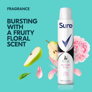 Sure Women 200ml Invisible Pure 48h Antiperspirant Aerosol Deodorant - gallery image 3