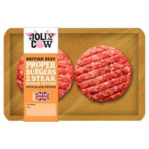 British Beef Proper Burgers Steak Burger Patties with Black Pepper 300g