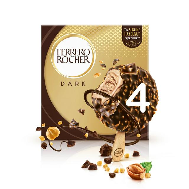 Ferrero Rocher Dark Chocolate & Hazelnut Ice Cream Sticks Multipack 4x50g