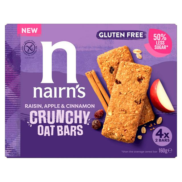 Nairns Nairn's Raisin Apple & Cinnamon Crunchy Oat Bars x8 160g