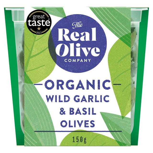 The Real Olive Company Organic Wild Garlic Basil Olives 150g