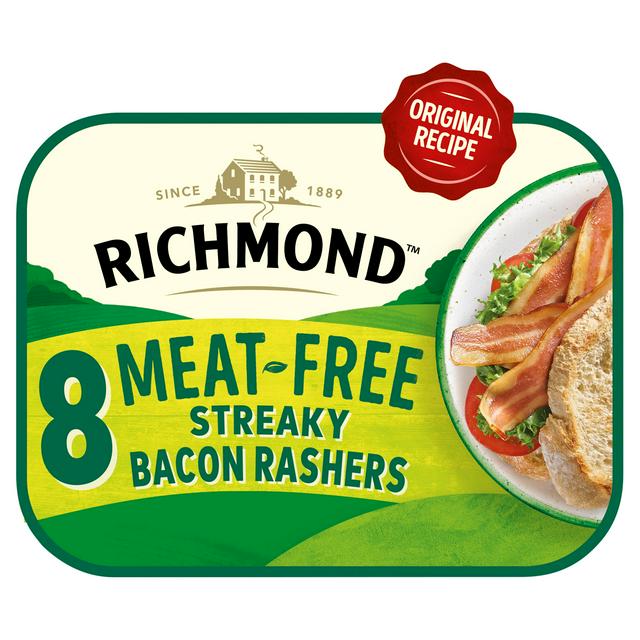 Richmond Vegan & Vegetarian Streaky Bacon Rashers x8 120g - gallery image 1