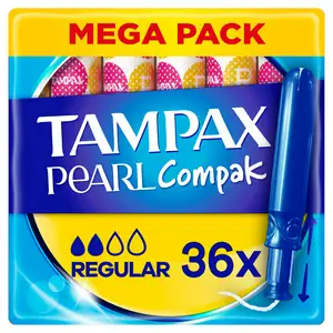 Tampax Pearl Compak Regular Tampons with Applicator x36