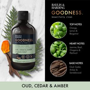 Baylis & Harding Goodness Oud Cedar & Amber Natural Bath Soak 500ml - gallery image 2