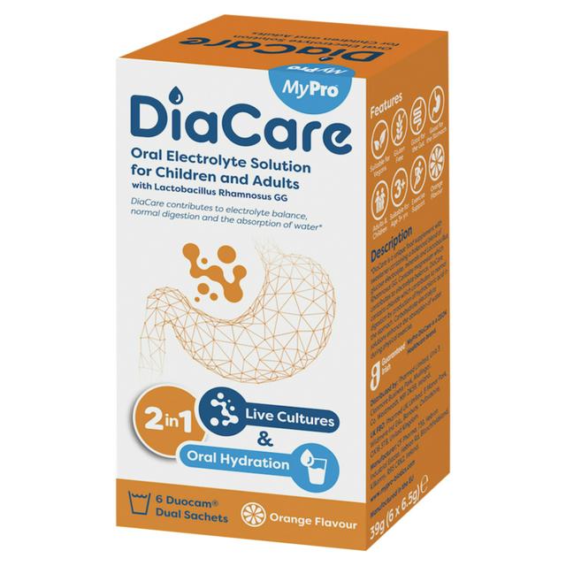 Diacare Oral Electrolyte Solution for Children & Adults Orange Flavour 6x6.5g - gallery image 1