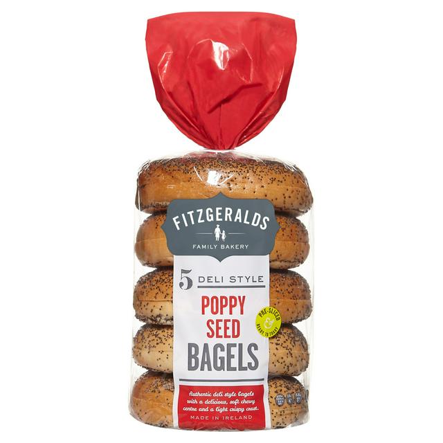 Fitzgeralds Family Bakery Deli Style Poppy Seed Bagels x5 425g - gallery image 1