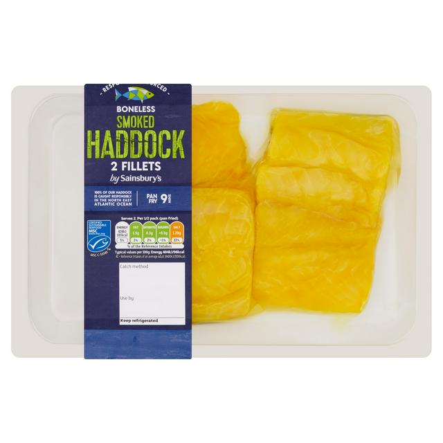 Sainsburys Skin on & Boneless Smoked MSC Haddock Fillets 240g