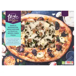 Sainsbury's Garlic Mushroom Mascarpone & Truffle Wood Fired Pizza, Taste the Difference 425g