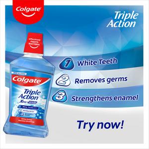 Colgate Triple Action Xtra White Mouthwash Alcohol Free 500ml - gallery image 2
