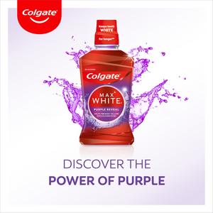 Colgate Max White Purple Reveal Mouthwash Alcohol Free 500ml - gallery image 2