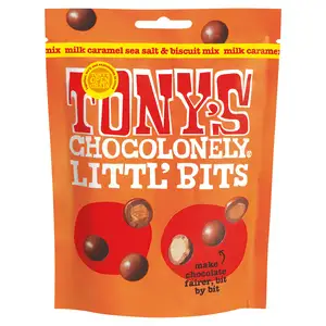 Tony's Chocolonely Littl' Bits Milk Caramel Sea Salt & Biscuit Mix 100g