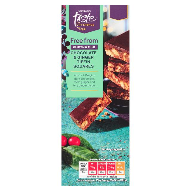 Sainsbury's Free From 150g Ginger & Chocolate Tiffin Traybake, Taste the Difference - gallery image 1