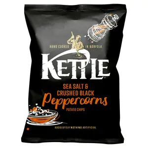 Kettle Chips Sea Salt & Crushed Black Peppercorns Sharing Crisps 130g