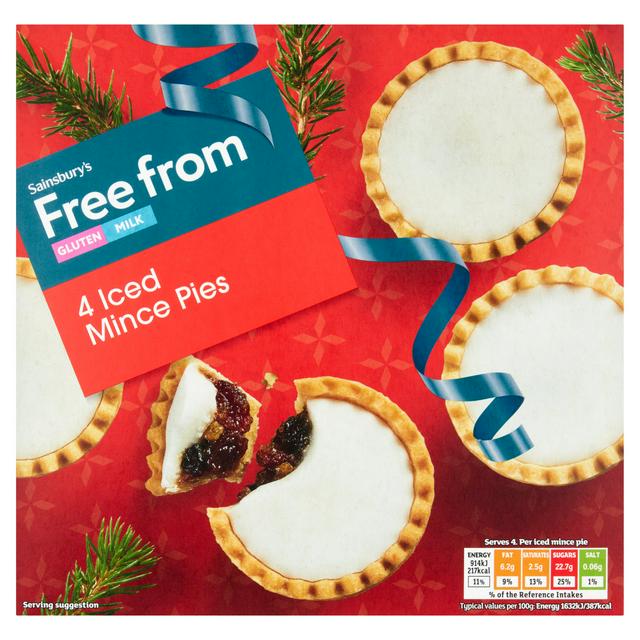 Sainsbury's Free From 4 x Iced Mince Pies 225g - gallery image 1