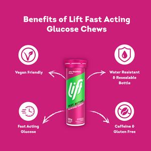 Lift Juicy Raspberry Fast Acting Glucose Chews x10 40g - gallery image 2