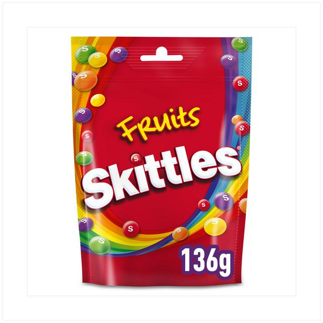 Skittles Vegan Chewy Sweets Fruit Flavoured Pouch Bag 136g - gallery image 1