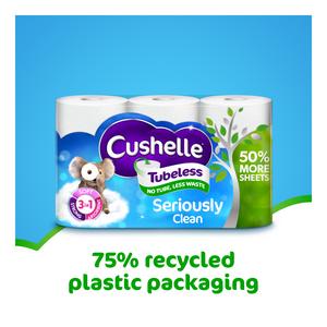 Cushelle Seriously Clean 6 x Tubeless Toilet Rolls 50% More Sheets - gallery image 5