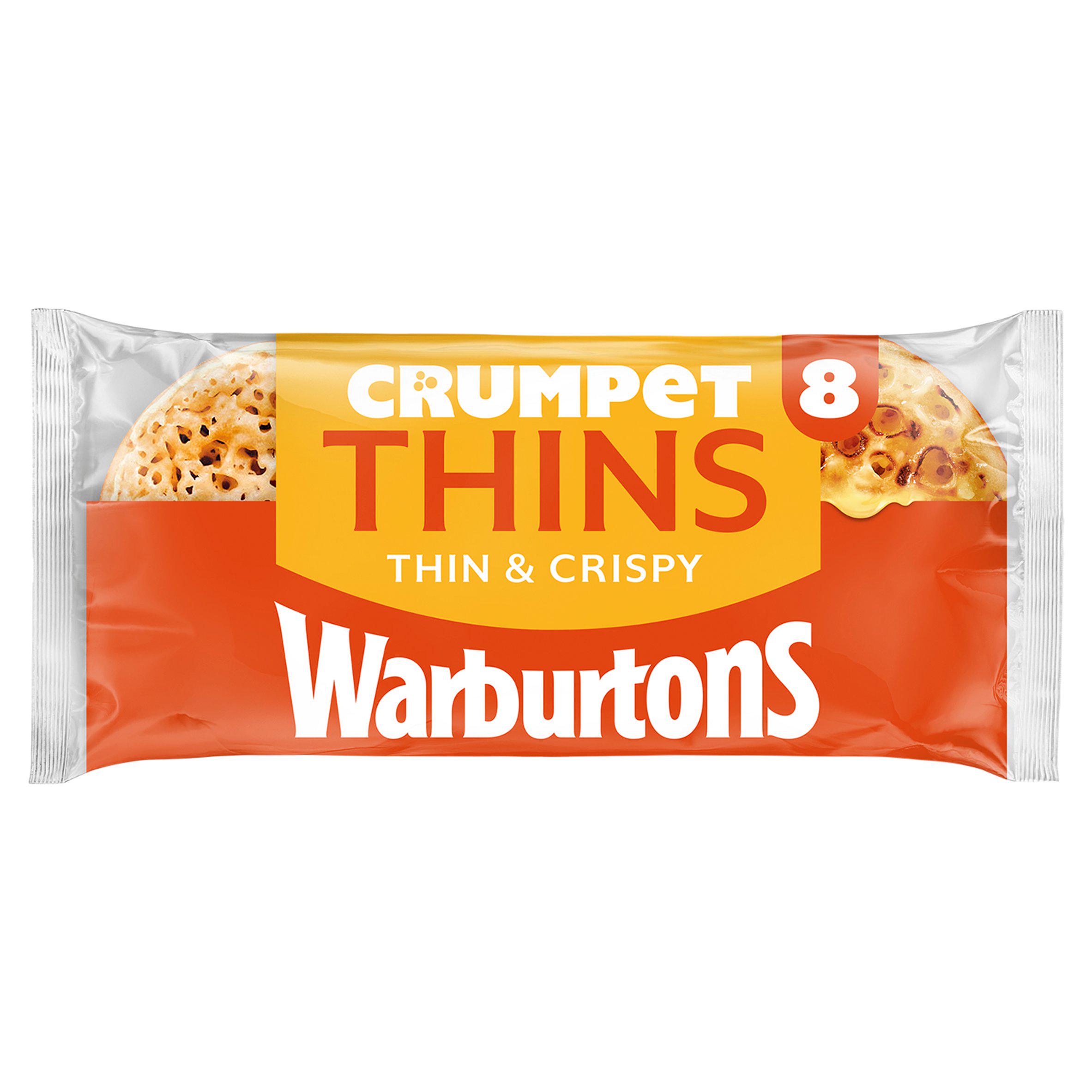 Warburtons Crumpet Thins British Crumpets x8