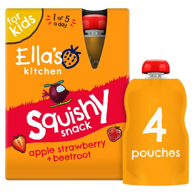 Ella's Kitchen Organic Strawberry & Beetroot Kids Snack Multipack Smoothie Pouch 3+ Years 4x100g - gallery image 1
