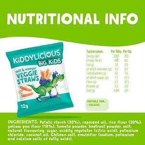 Kiddylicious Salt & Vinegar Veggie Straws Kids Snacks 4x12g - gallery image 3