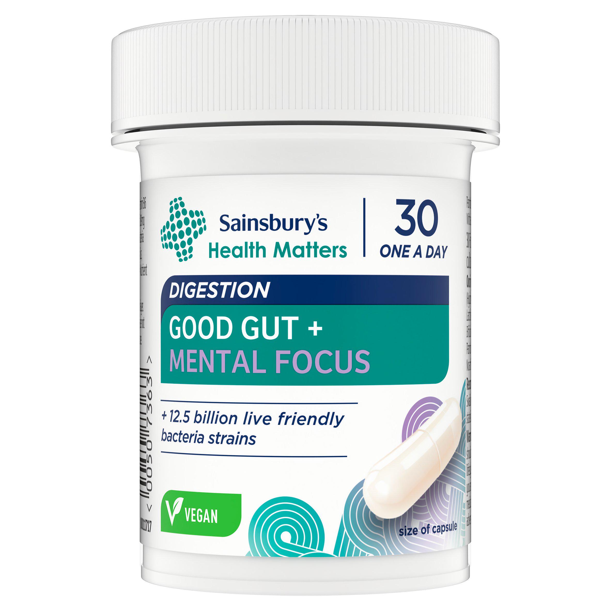 30 Probiotic Supplement Capsules for Digestion and Mental Focus