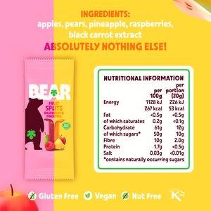 BEAR Fruit Splits Pineapple & Raspberry Multipack 5x20g - gallery image 4