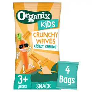 Organix Kids Crunchy Waves Crazy Carrot 3+ Years 4x14g