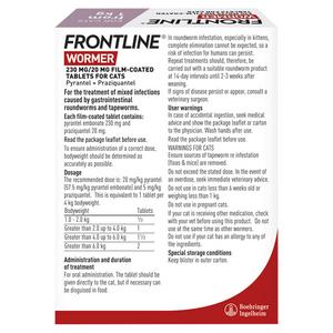 Frontline Wormer Film Coated Flavoured Tablets For Cats x2 230/20mg - gallery image 4