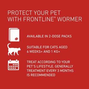 Frontline Wormer Film Coated Flavoured Tablets For Cats x2 230/20mg - gallery image 5