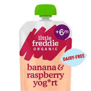 Little Freddie Organic Dairy Free Banana & Raspberry Yoghurt Baby Food Pouch 6+ Months 90g - gallery image 2
