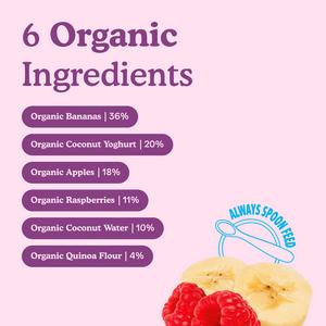 Little Freddie Organic Dairy Free Banana & Raspberry Yoghurt Baby Food Pouch 6+ Months 90g - gallery image 3