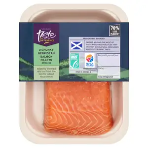 Sainsbury's Skin on ASC Scottish Hebridean Chunky Salmon Fillets, Taste the Difference x2 240g