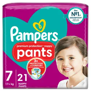 Pampers Premium Protection Nappy Pants Essential Pack Size 7, 17kg+ x21