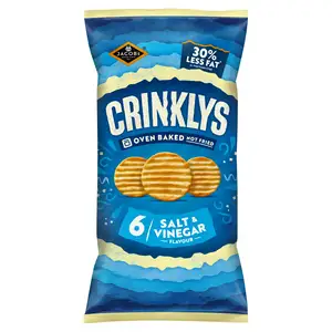 Jacob’s Crinklys Salt & Vinegar 30% Less Fat Multipack Snacks 6x23g